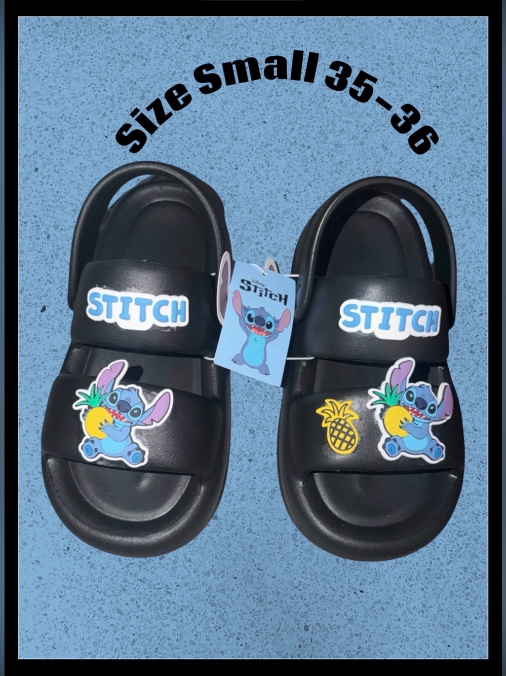 *new* Black Stitch Slide Sandals with Pineapple Charm